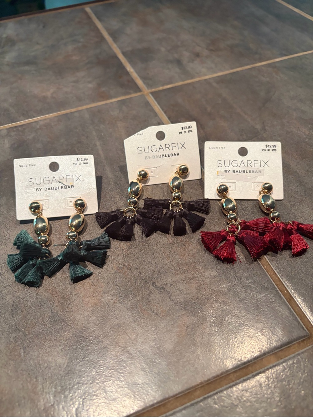BaubleBar Sugarfix Multi-Tassel Drop Earrings in Teal, Black or Burgundy